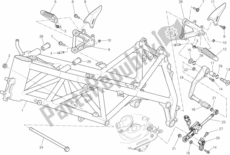 Tutte le parti per il Telaio del Ducati Superbike 848 EVO Corse SE USA 2013